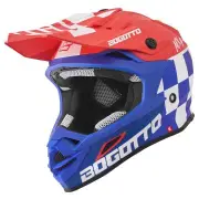 V328 Xadrez Carbon Blue Red White Motocross Helmet