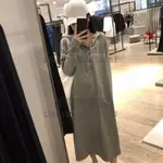 熱銷推薦~S-2XL 洋裝棉連帽連身裙長款過膝衛衣裙女顯瘦韓版復古長裙連衣裙潮、青木鋪子