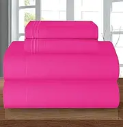 Elegant Comfort Luxury Soft 1500 Thread Count Egyptian 4-Piece Premium Hotel Quality Wrinkle Resistant Coziest Bedding Set, All Around Elastic Fitted Sheet, Deep Pocket up to 16inch, King, Hot Pink