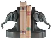 Bookends Bookend TRADITIONAL Lodge Elephant Head Resin Hand-Painted Hand-Cast