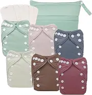 babygoal Newborn Cloth Diapers Pack of 13 for 5-12lbs Preemie Girl, Cloth Diaper Covers 6 Pack with 6pcs Inserts and Wet bag, Reusable Washable & Waterproof 6SFN52-SMB-B