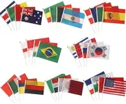 32pcs Hand Held Flags on Stick,Small Mini International World Country Flags 5x8 Inch, World Countries On Every Continent Flag, School Sports Clubs, Decorations for Parades World Cup