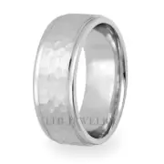 HAMMERED FINISH 14K SOLID WHITE GOLD MENS WEDDING BANDS RINGS 7MM