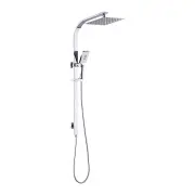WELS 10" Rain Shower Head Set Square Dual Heads High Pressure with Handheld in Chrome