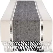 DII Dobby Stripe Woven Table Runner, 13x108, Black