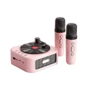 Portable Wireless Speaker Vintage CD Record 5.3 Technology Speakers with Two Microphones Stereo Scene HiFi Sound Desktop-Pink