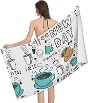 VPPUR Delicious Coffee Print Camping Bath Towel 52 x 32 in Soft Highly Absorbent Quick Dry Towels for Bathroom