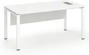 HelloFurniture Emery 160cm Computer Desk Office Home Study Table Workstation Steel Legs Cable Case, White