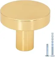 HANIHUA 50 Pack Gold Cabinet Knobs Brushed Brass Kitchen Cabinet Knobs, Round Gold Knobs for Dresser Drawer Knobs, Solid Single Hole Knob for Cabinets and Drawers