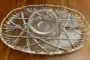 Home Beautiful Crystal West Germany Chip Dip Platter 15" Contempra Walther w Box