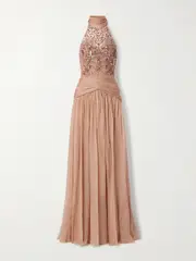 [Zuhair Murad] Zuhair Murad - Embellished Tulle And Gathered Silk-chiffon Gown - Neutral - FR 36 FR 36 Neutrals