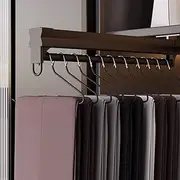 Retractable Closet Pull Out Rod Wardrobe, Bearing 35kg Adjustable Pants Rack, Aluminum Alloy Pull-Out Closet Valet Rod, Silent Slide Rail Wardrobe Hanger, Pull Out Closet Rod Extendable (Color : Bla