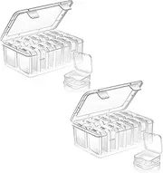HJJWNDDNG Bead Organizer Box Small Clear Bead Storage Containers with 12 Mini Plastic Storage Cases with Hinged Lid for Storages of Small Items Crafts