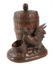 Box TRADITIONAL Lodge Rooster Lidded Jar Resin Hand-Cast Hand-Painted Pa
