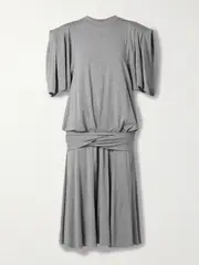[Marie Adam-Leenaerdt] Marie Adam-Leenaerdt - Gathered Cotton-jersey Midi Dress - Gray - FR 40 FR 40 Gray