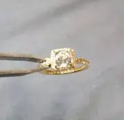 Pandora Square Sparkle Halo Ring 14 K Size 5