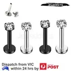 2-4PCS Labret Lip Bar Ring Zirconia Gem Internal Thread Tragus Earring Piercing