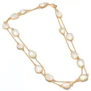 Rainbow Moonstone Silver Chain,Moonstone Bezel Chain,Moonstone Connector Chain