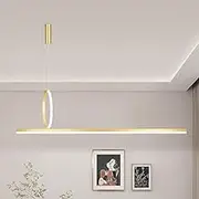 MAGNIFICA LUCE Linear Pendant Lights Kitchen,Chandelier Lighting Modern,Kitchen Island LED Ceiling Lights,for Dining Table,Office,Living Room,38W 4000K (Gold)