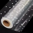 100 ftx34 in Extra Wide Clear Cellophane Wrap Roll with Irregular White Dot, ...