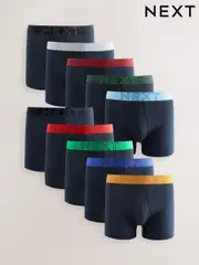 Navy Bright Bold Colour Waistband 10 pack A-Front Boxers (AA7846) | $52