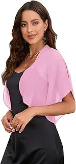 [Yoetaun] Women 3/4 Flowing Sleeve Shrugs for Dress Sheer Chiffon Bolero Cardigan Business Casual Dressy