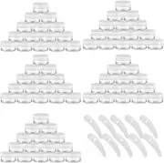 100 Count 10g Small Sample Containers with Lids and 10 Pcs Mask Spatula, Refillable Cosmetic Jars Plastic Makeup Containers Lip Scrub Containers for Beauty Products - White