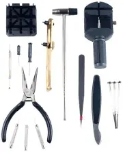 16 Pc Watch Repair Tool Kit Removes Battery Bands Links Case Opener BLACK