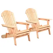 Set of 2 Patio Furniture Outdoor Wooden Chairs - Beach
