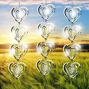 12 Pcs Bird Scare Devices Stainless Steel Wind Spinners Reflective Outdoor Heart Metal Bird Reflectors Bird Scare Discs to Keep Birds Away Porch Garden Yard Patio Sparkly Double Side,Gifts for Dad Mom
