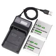 2x Digital Camera Battery NP-40 +LCD Charger for Casio Exilim EX-Z500, EX-Z600