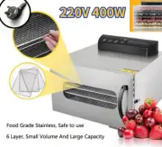 6 Trays Electric Food Dehydrator Machine Home Fruit Jerky Beef Meat Tea Dryer