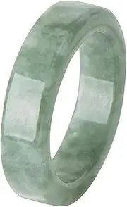 [YMHOP] Natural Pea-Green Jadeite Ring Green Good Luck Fengshui Jewelry Jade Ring for Women Men Unisex with Gift Box