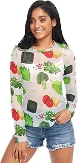 [RPLIFE] Rice Balls Vegetables Net Tops for Women, See Through Shirt S-XXL