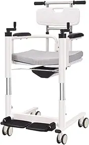 Medical Patient Lift for Home, Handicapped Elderly Bathroom Wheelchair Transfer Lift Aid w/180° Split Seat, Bedside Commode with Bedpan Shower Chair Toilet Chair for Nursing Paralyzed Transport