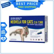 Neovela BLUE for Cat 2.6 to 7.5 Kg 4 Pipettes Flea Prevention Generic Revolution