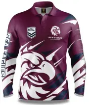Manly Sea Eagles 2024 NRL Mens Ignition Fishing Shirt Sizes S-7XL BNWT