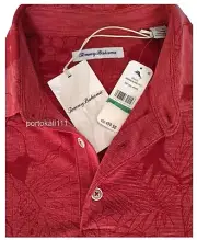 New Tommy Bahama Men's Miramar Blooms Chilli Pepper Polo Shirt Large Red NWT