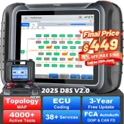 XTOOL D8S V2.0 OBD2 Full System Diagnositc Scanner Key Programmer Topo Mapping