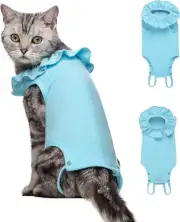 Yeapeeto Cat Recovery Suit After Surgery Bodysuit for Cats - Small, Blue