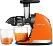 [AMZCHEF] Juice Extractor - Fruit and Vegetable Juice Extractor - BPA Free Cold Juicer with 2 Cups and Brush - Reverse Chew Function to Prevent Blocks - Bright Orange