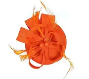 [HATOFES] Wedding Small Hair Fascinators Feather Hats Bride Hat with Clip for Women, Hatinators for Wedding Guest UK, Mother of The Bride Hats, 9 - Orange, One size/L