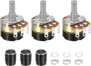 uxcell 3 Pack WH138 Potentiometer 500K Ohm Single-Joint Variable Resistors 3 Terminals Linear Taper Rotary with Knob Cap for Audio Volume Control