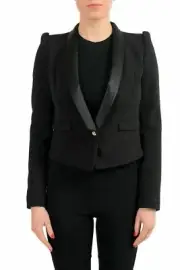 Just Cavalli Black One Button Women's Cropped Blazer US S IT 40