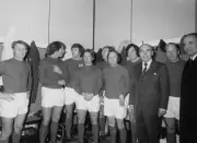 British footballer George Eastham, British footballer Geoff Hurst, - Old Photo