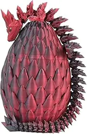 3D Printed Articulated Dragon Egg,Dragon Eggs with Dragon Inside (Scales Black Red)