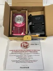 NEW RARE Fujifilm Finepix JZ100 Red 14MP Digital Camera Battery Charger Box Y2K