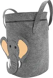 Cute Felt Laundry Hamper with Lid Portable Storage Basket for Dirty Clothes Adorable Organizer Capacity Felt Container for Nursery Playroom and Laundry Room