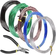 6Pcs 5 Colors Bonsai Training Wire with Wire Cutter Kit, Anodized Aluminum Bonsai Wire Tools for Holding Bonsai Plant Branches Small Trunks - 82 Feet 0.8MM 1.0MM 1.5MM 2.0MM 3.0MM