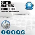 Quilted Cotton Mattress Protector Waterproof Cover Fully Fitted King Double Bed
